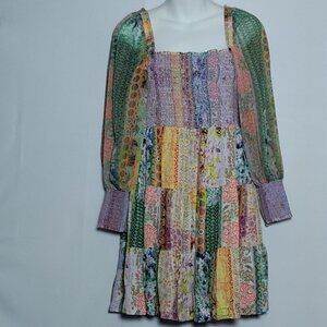 Alice + Olivia Rowen Vintage Summer Lavender Field Dress Babydoll Tiered Size M